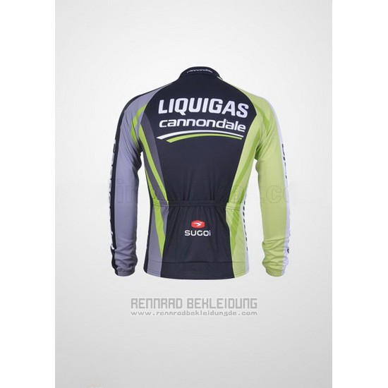 2011 Fahrradbekleidung Liquigas Cannondale Shwarz und Grun Trikot Langarm und Tragerhose